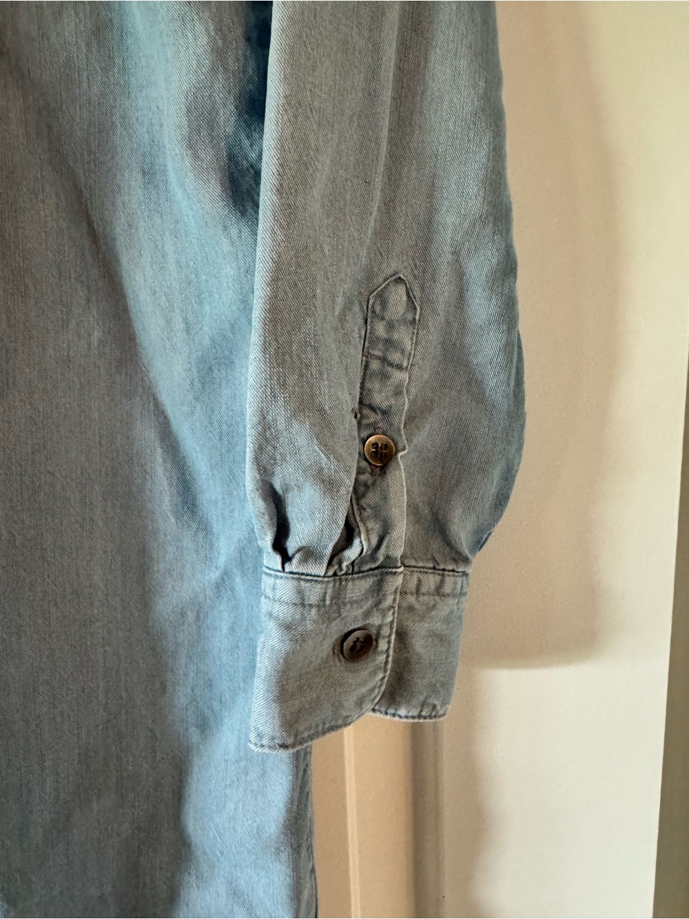 Chaps Lyocell Chambray Shirt Dress Medium Light Wash Denim Midi Dress - Picture 5 of 6